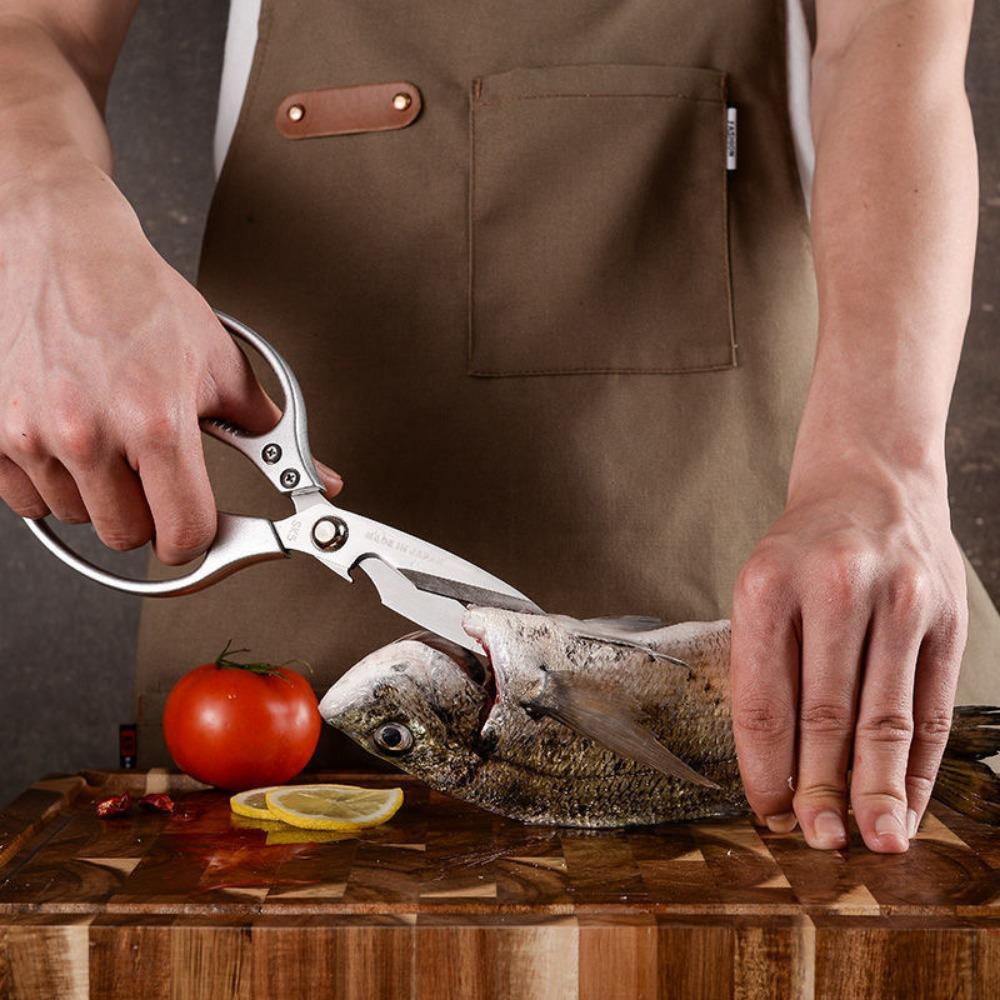 1PC Multi-Purpose Stainless Steel Kitchen Shears - Heavy-Duty Poultry Scissors with Comfortable Aluminum Alloy Grip for Food Pre
