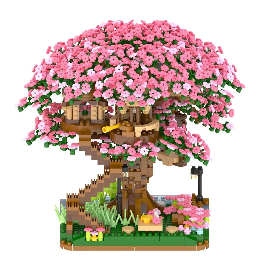 Girl Series Cherry Blossom Tree House Rose Bouquet Flowers Eternal Flowers Building Blocks Puzzle Educational Children's Toys