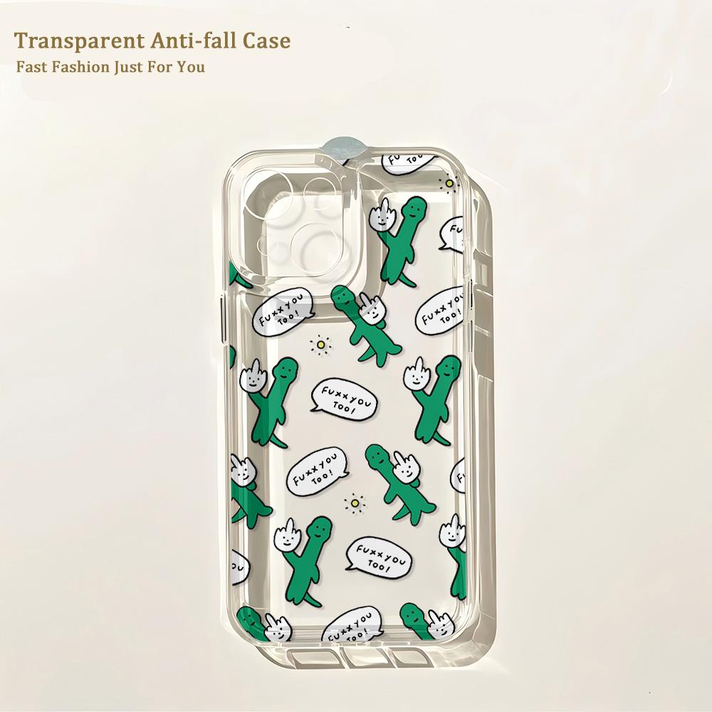 Cute Cartoon Dinosaur Phone Case for IPhone 17 16 16e 15 14 13 12 11 Mini Pro Max X XR XSMax 7 8 Air Plus Transparent Back Cover