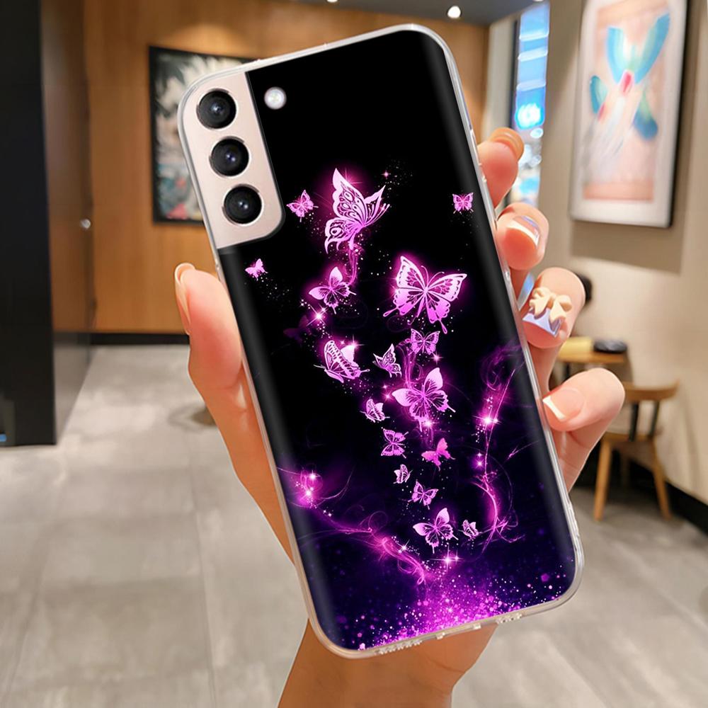 For Samsung S21 FE Plus Ultra Phone Case Butterfly Cat Soft Silicone Cover For Galaxy S21+ S21FE S 21 Protection Funda Coque