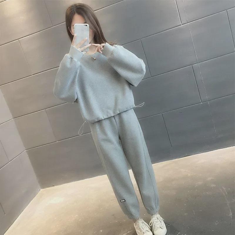Women's Spring & Autumn 2023 Casual Two-Piece Suit: Fashionable Loose Sweatshirt and Trousers Set