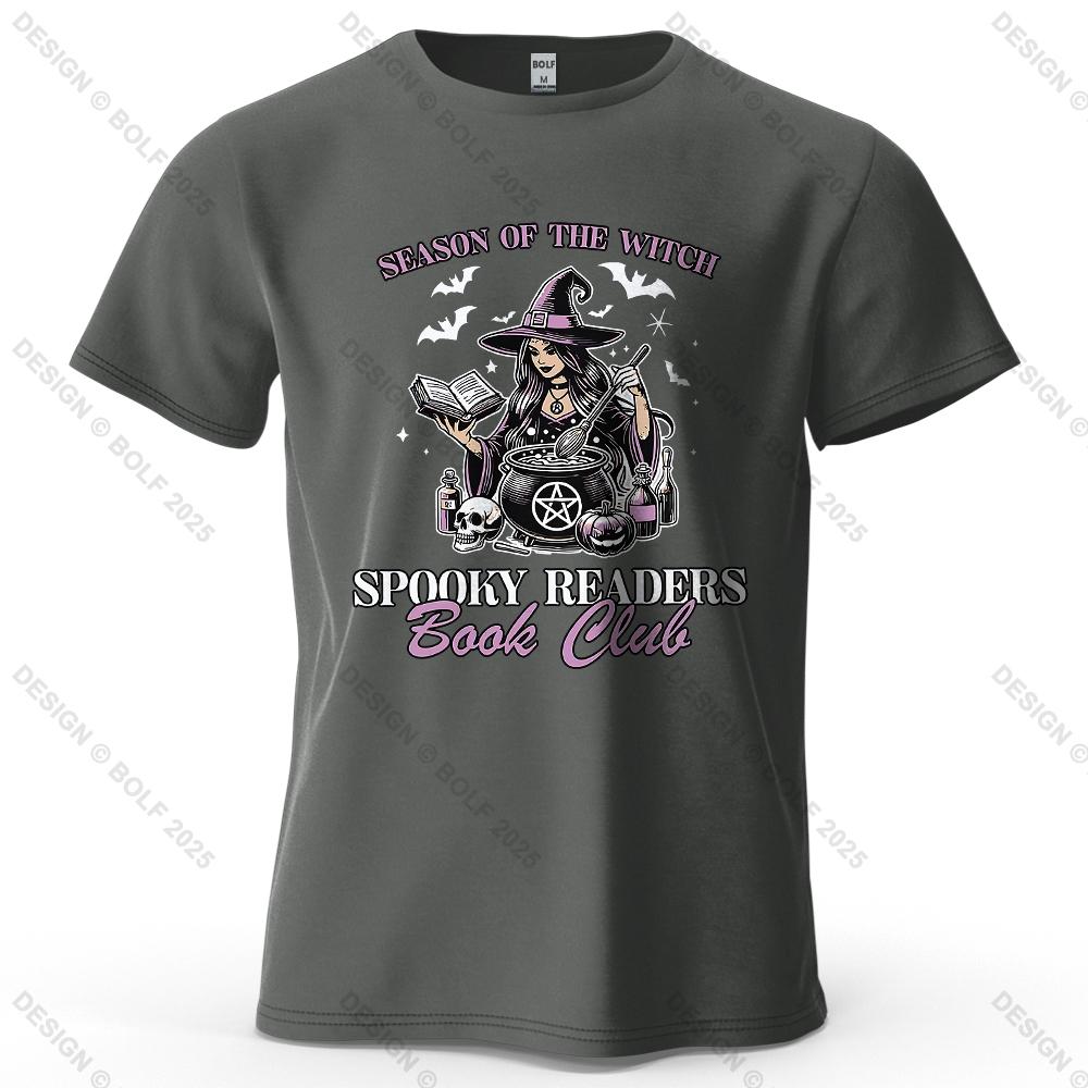 Witchy Book Club Printed Men's T-Shirt 100% Cotton Oversized Mysterious Unique Graphic Tees for Women Tops Tees Reading