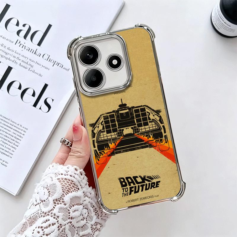 Back To The Future Plating Phone Case For Xiaomi Redmi Note 14 15 Pro Plus 13 12 11 11S 11T 10 9S 9 5G Anti-Fall Airabag Cover