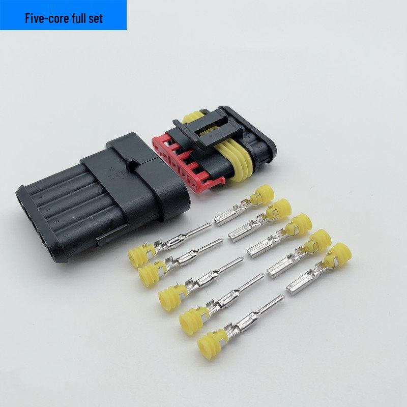 2P Waterproof Automotive Wiring Harness Connector, HID Male-Female Plug with 4-Core Terminals.