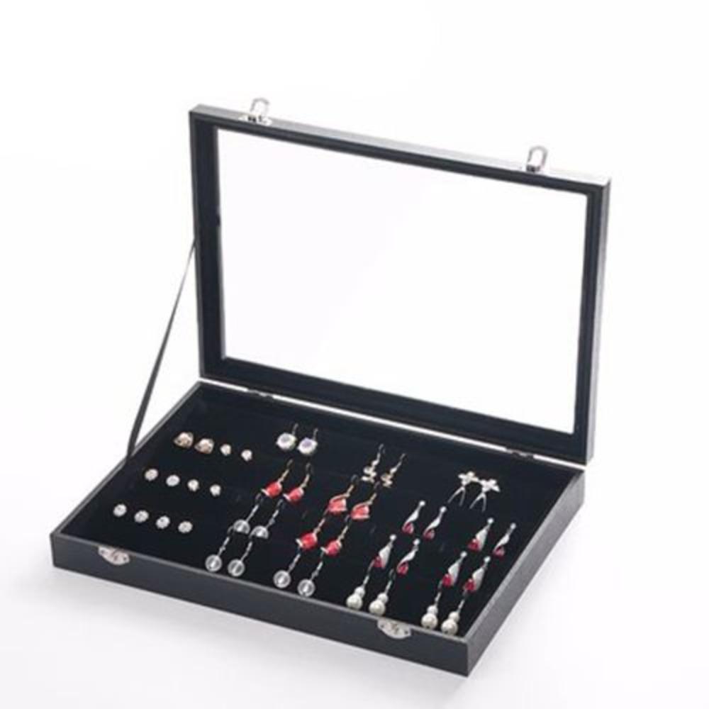 PU Leather Jewelry Storage Tray Wooden Jewelry Organizer Holder Velvet Jewelry Box  Gift