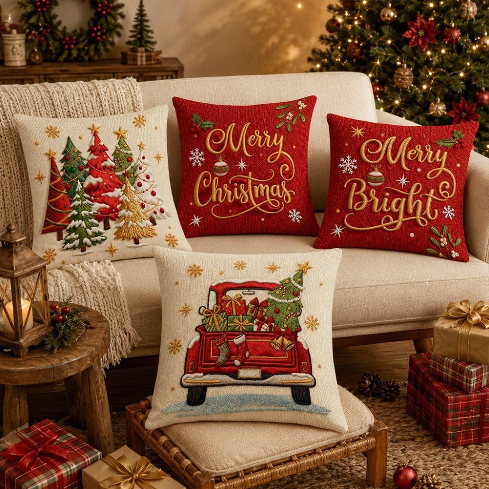 Machine Washable Christmas Pillow Covers 45x45 cm Square Pillow Case  Holiday Season