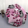 Skull & Lotus Flower Patterned Circular Umbrella, Portable 3-Fold Umbrella for Men & Women,Christmas Gift ES294
