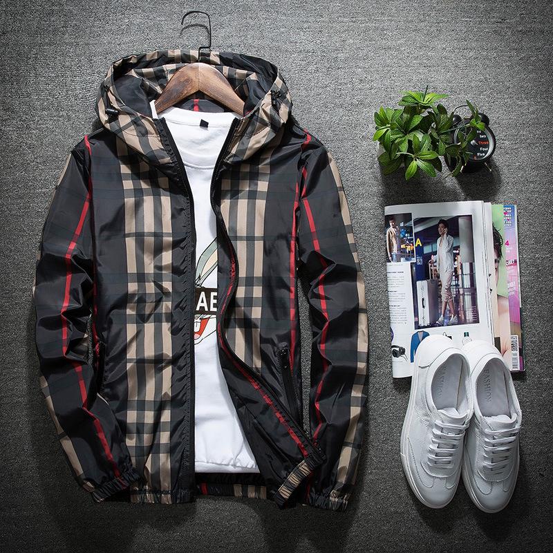 

Men s spring and autumn new jackets, men s plaid jackets, casual jackets, hooded versatile M