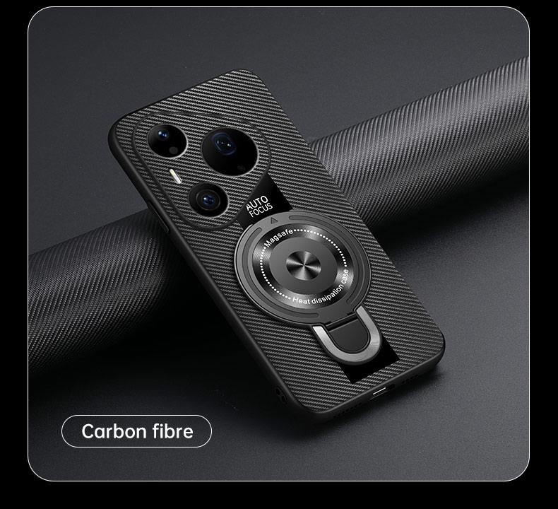 For Huawei Pura 90 Pro Max Wireless Charging Magnetic Ring Holder Case For Pura 90ProMax Soft Frame PU Leather Shockproof Cover