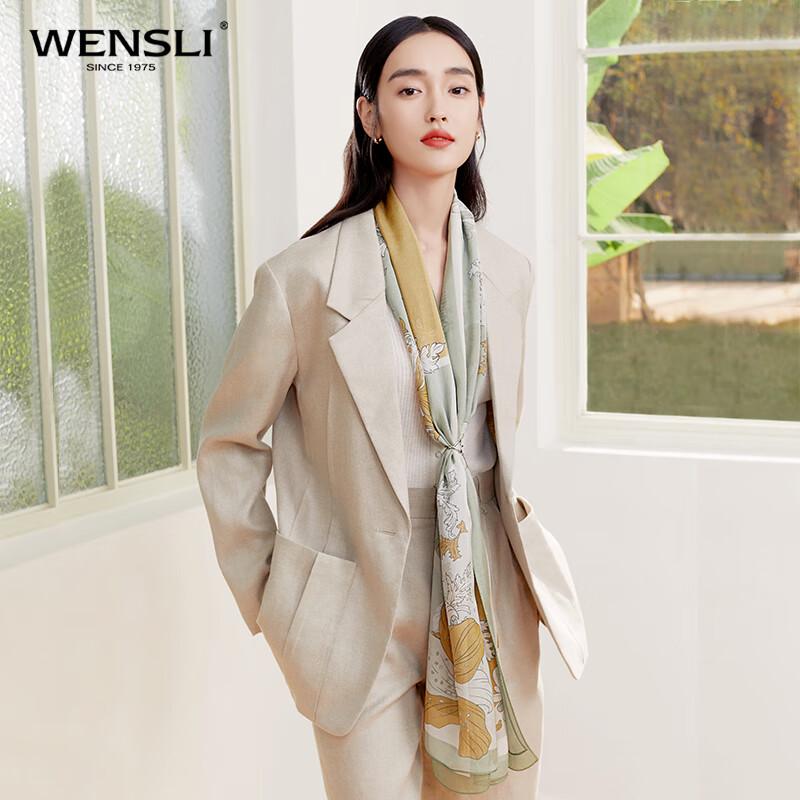 WENSLI Floral Mulberry Silk Chiffon Scarf