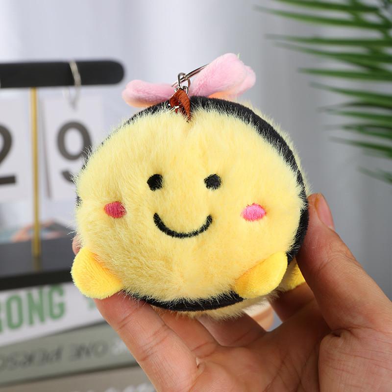 Cute Plush Bee Cartoon Doll Keychain Pendant For Backpack Ornament And Kids Gift