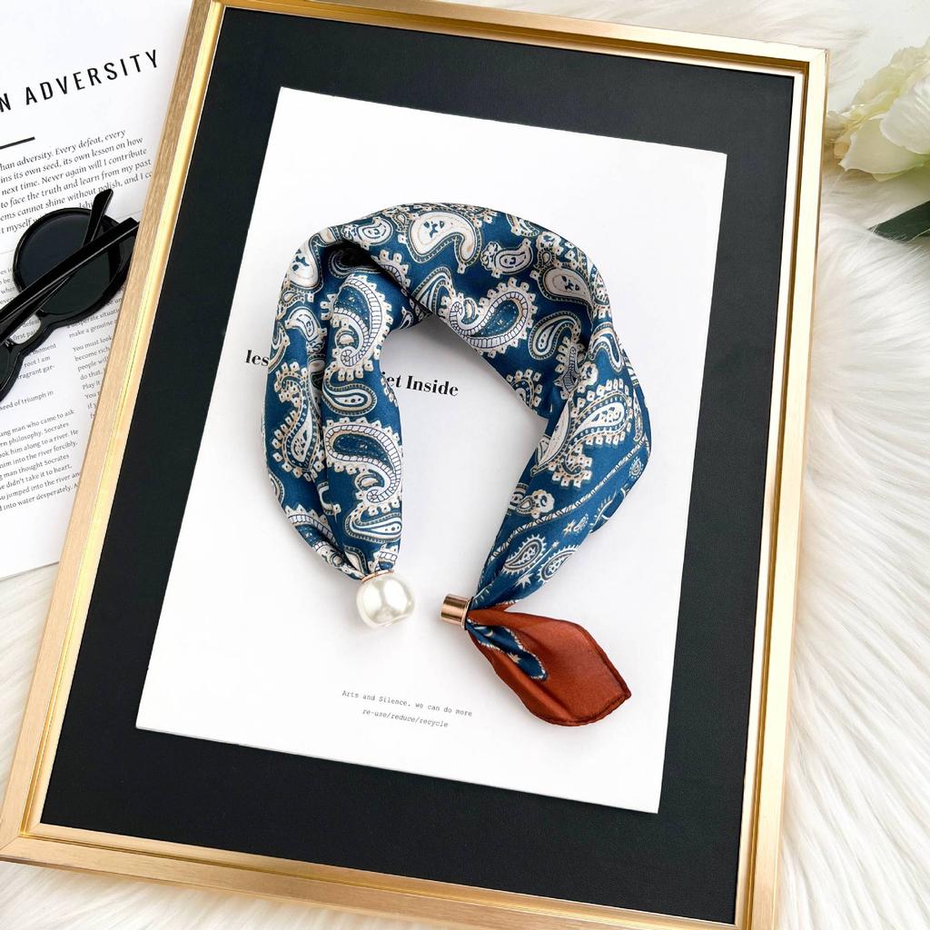 Silk scarf women's new matching shirt spring and autumn long strip scarf neck polka dot mother's high-end magnetic buckle