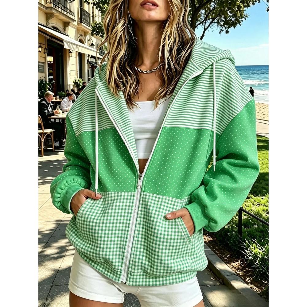 2026 Autumn/Winter New Style Women's Zippered Hooded Sweatshirt Versatile Fashionable Casual 3D Pattern Print