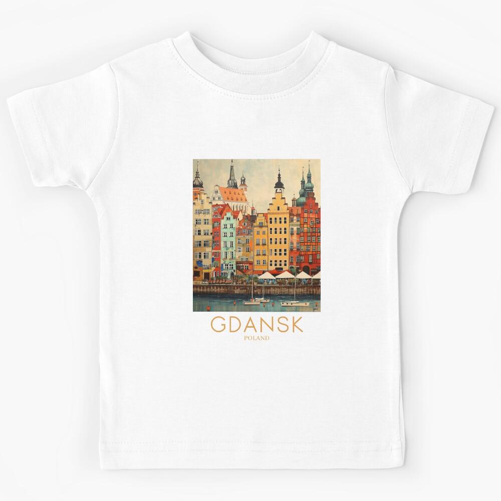 A Pop Art Travel Print of Gdansk - Poland Kids T-Shirt 160