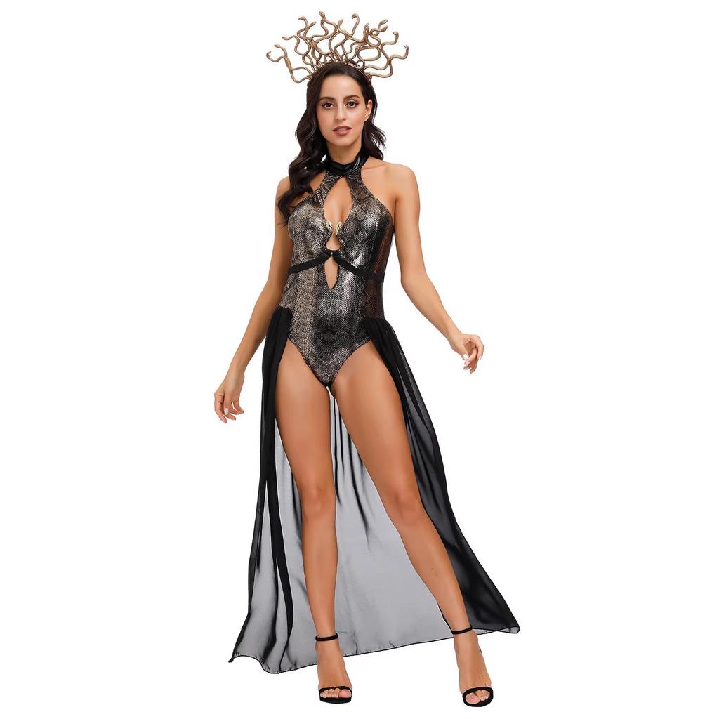Medusa Costume - Snake-Haired Gorgon Role-Play Outfit for Halloween and Stage Performance.