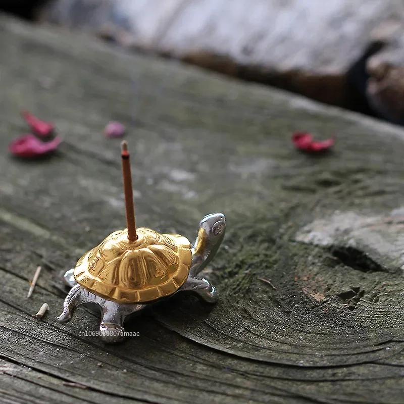 2/1pcs Mini Metal Turtle Shape Incense Stick Meditation Buddha Sandalwood Stick Holder Funny Animal Incense Holders Home Decor