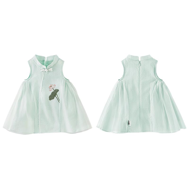 TONGTAI Baby Girl s Summer Cotton Sleeveless Cheongsam Dress 90cm