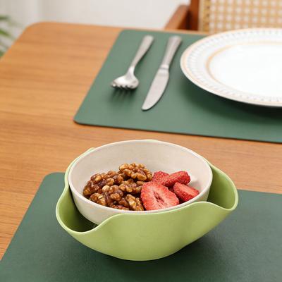 Yousheng Double Dish Snack Bowl Straw Snack Serving Dish with Shell Storage for Pistachios Edamame Fruits Candy Cherries Nuts