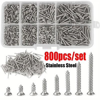 800 Stück Sortiment-Kit, M2 Senkkopf Blechschrauben für Holz und Blech