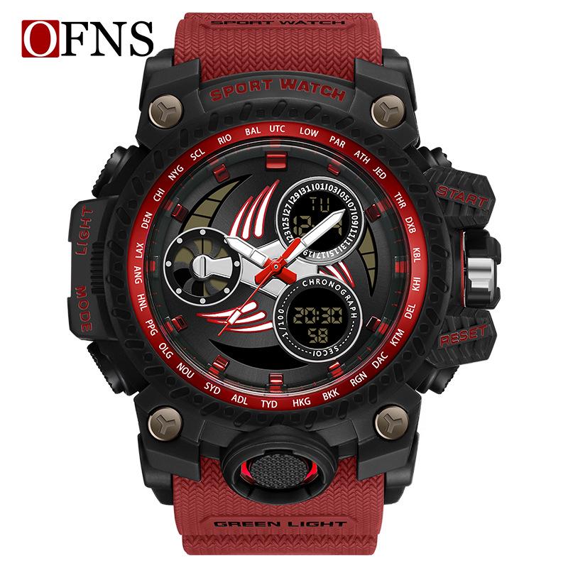 SANDA Men's Multi-function Dual Display Waterproof Sports Alarm Watch