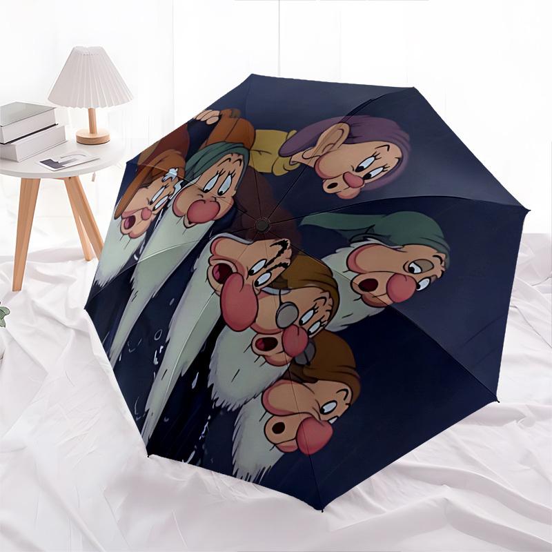 Seven Dwarfs, Snow White Themed Automatic Opening and Closing Umbrella, Brightly Colored 8-rib Portable Umbrella, Suitable for Men and Women, A Perfec