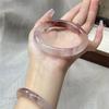 Raspberry Sparkling Water Chalcedony Dangle Bracelet: New Chinese Style Hanfu Accessory with 8mm Round Bar.