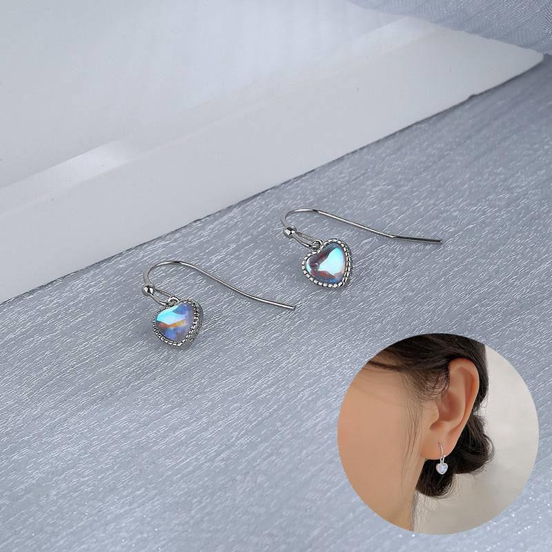 

Jewellery Girl Gift Stone Earrings 925 Sterling Silver Ear Stud Women Blue Heart