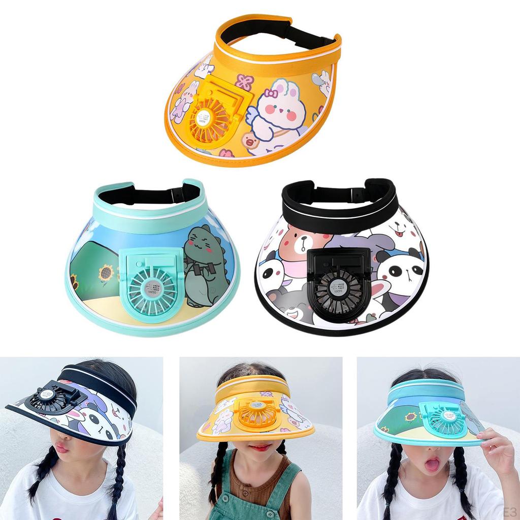 Cooling Fan Hat Kids Summer Fans Adjustable Gears Outdoor Sun Hats Built in Visor