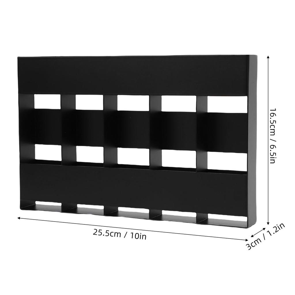 Straw Organizer Black 5 Compartment Space Saving Metal Straw Storage Holder with Double Side Adhesive Tape for Kitchen Cabinet