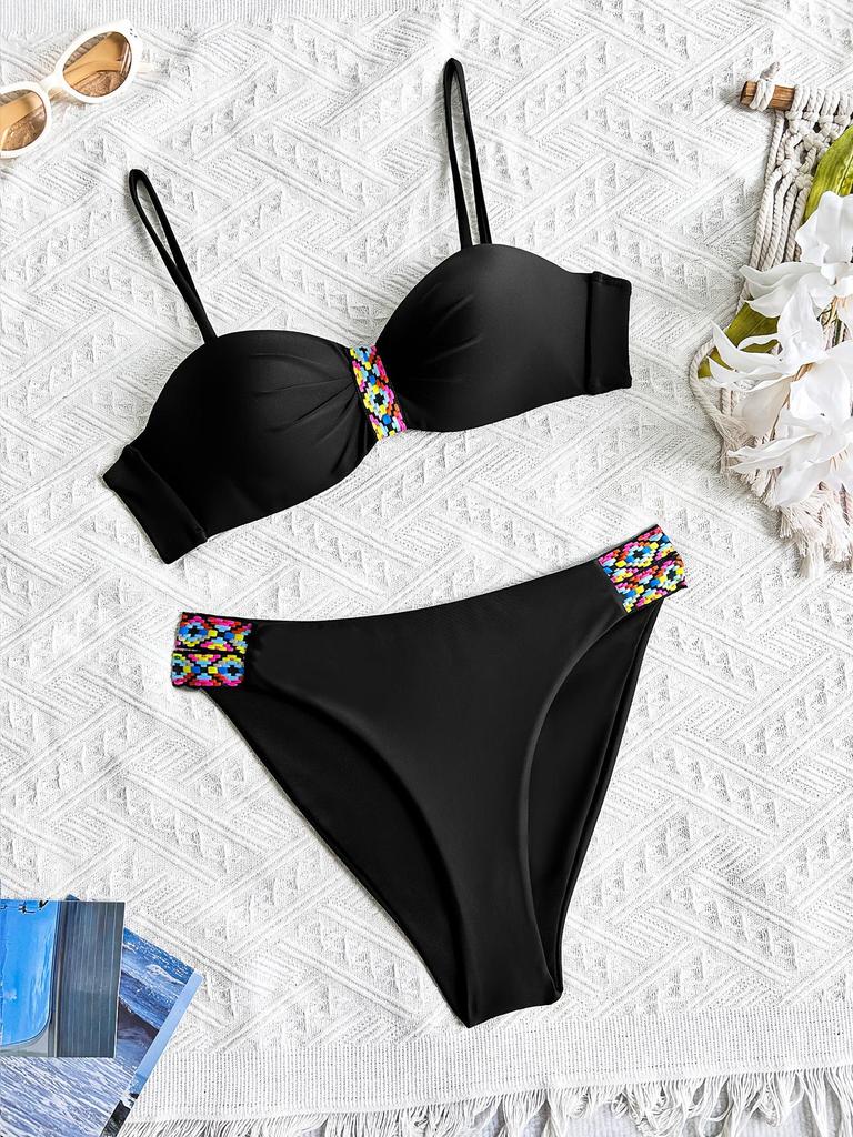 2025 Modern Cross-back Hard Cup Bikini: European & American Style Sexy Split Swimwear