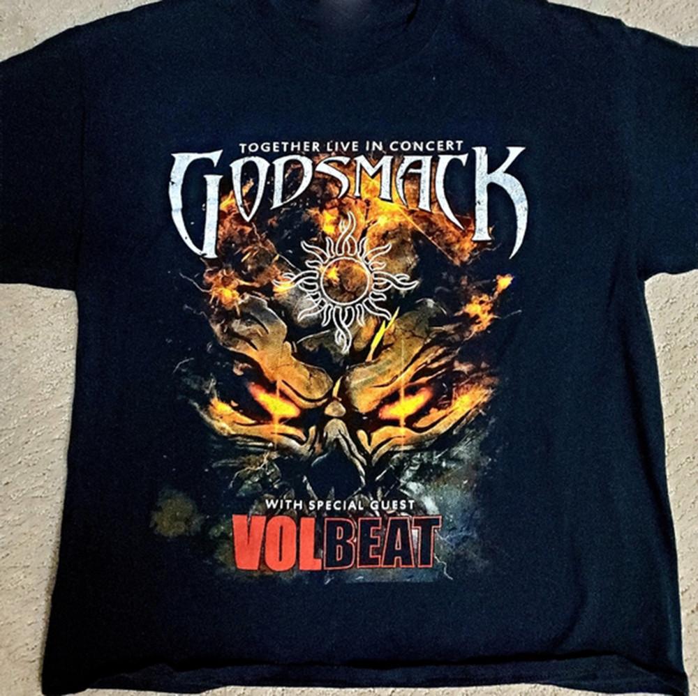 Godsmack and Volbeat 2019 tour T Shirt Short Sleeve Size S M L 234XL Unisex T-Shirt XXL