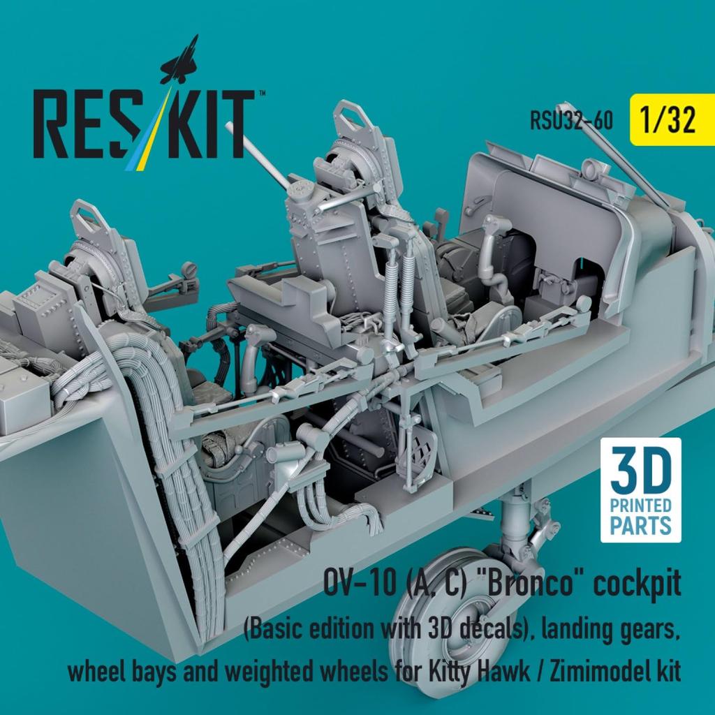 Reskit Cockpit Interior Decals Landing Gear Set Kitty Plastic Model Parts 1/32 OV-10A/C w/3D & (for Hawk) RSKU32-0060 (Airplane)