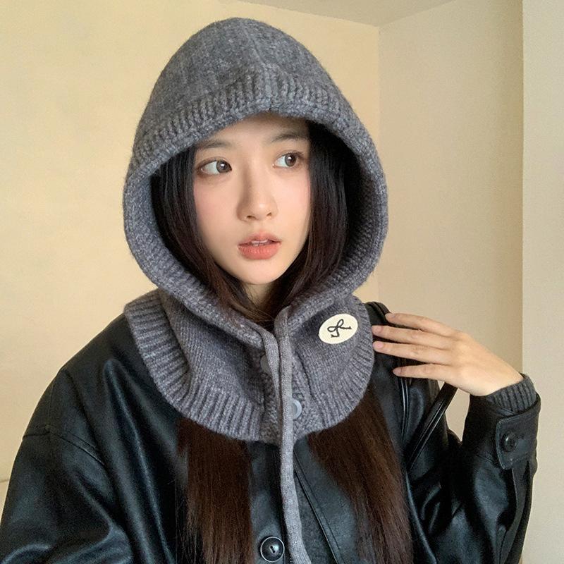 Balaclava Hat Women's Winter Korean Warm Hat Scarf Scarf Integrated Couple Ear Protection Shawl Knitted Hat
