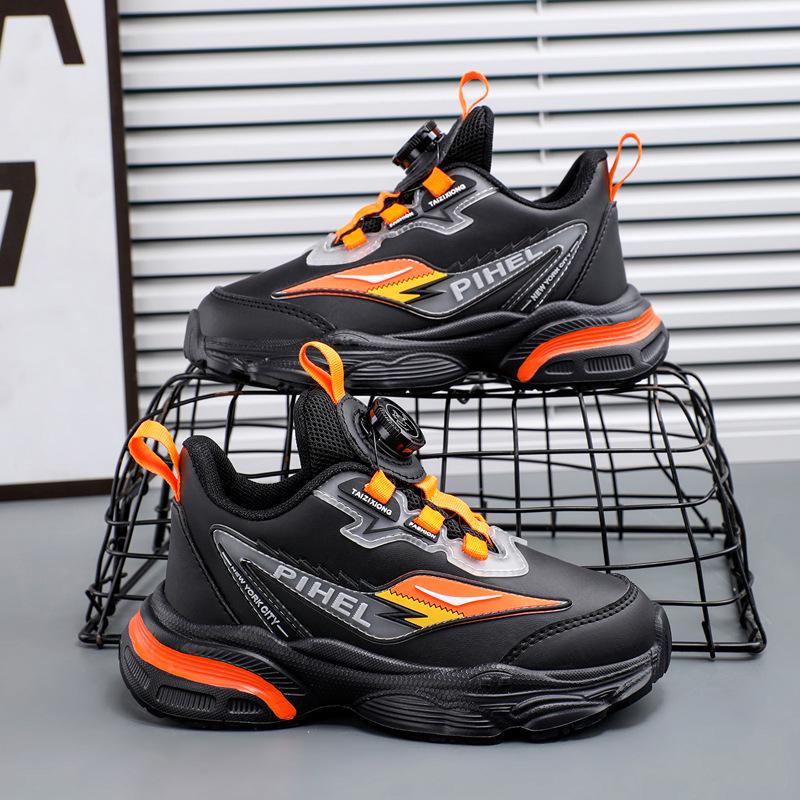 2026 Fall Boys' Waterproof Leather Running Shoes - Non-slip, Wear-resistant Sports Sneakers for Students