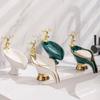 Elegant Ceramic Lotus Soap Dish - White & Green, Punch-Free Draining Design for High-End Bathroom Use