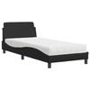 VidaXL Bed with Mattress Black 90x200 Cm Faux Leather, Bedroom Furniture, Single Bed, Curved Bed Frame, Slatted Base, 3208337