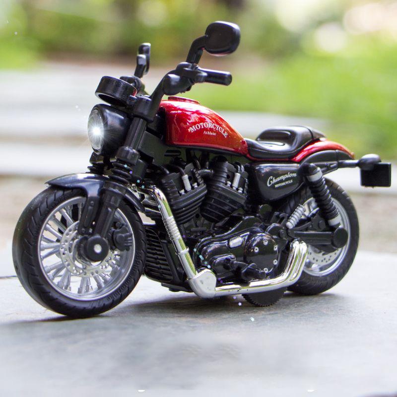 Non-Toxic 1/14 Motorcycle Toys Simulation Alloy Car Model With Sound And Light Pull Back Toy Car Toys Hobbies Modeling Die Cast Vehicles