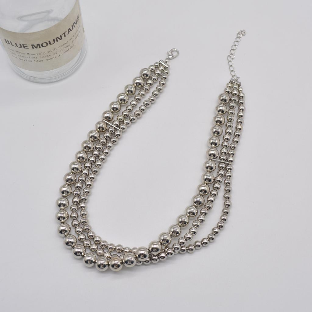 Feng Blogger, die gleiche Metallkugel-Halskette, personalisierte mehrschichtige gestapelte Halskette, übertriebene Persönlichkeit, schwere Kragenbein-Kette