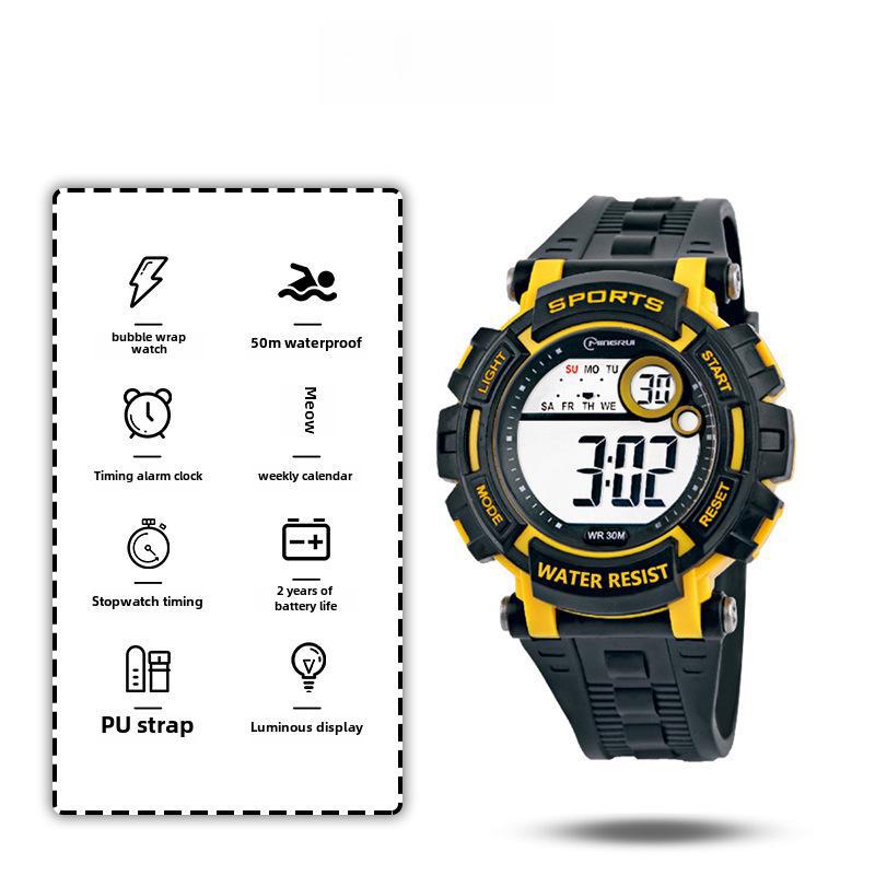 Wodoodporny i wstrząsoodporny zegarek sportowy dla chłopców w wieku gimnazjalnym z alarmem i podświetleniem