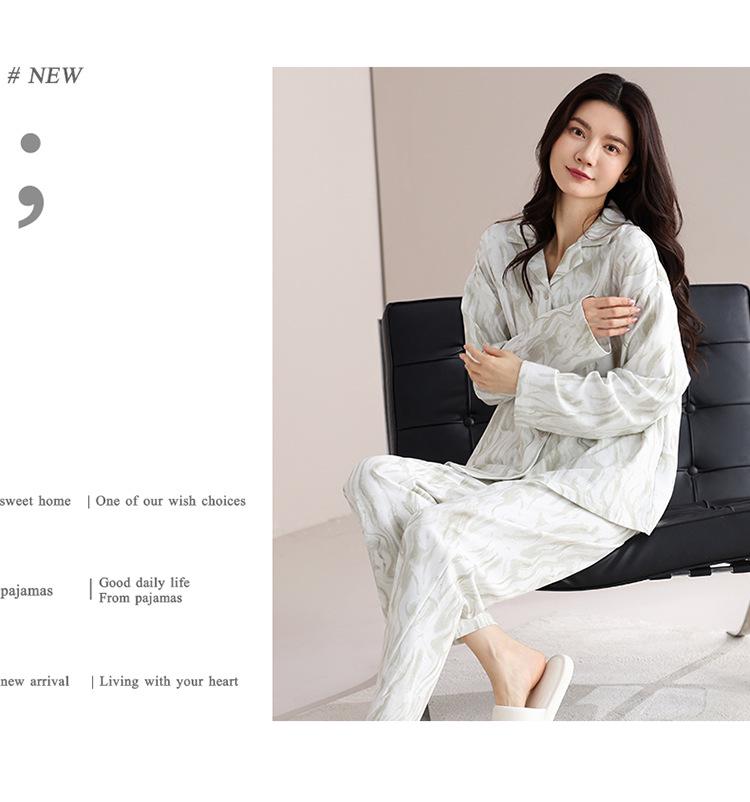 Women's Pure Cotton Long Sleeve Pajama Set - Loose Fit, Plus Size, for Autumn/Spring