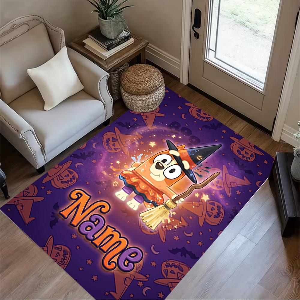 Halloween Pumpkin Adventure Customize Your Name Floor Rug Office Rug Suitable for Study Room Dining Room Outdoor Foyer Antislip Carpet
