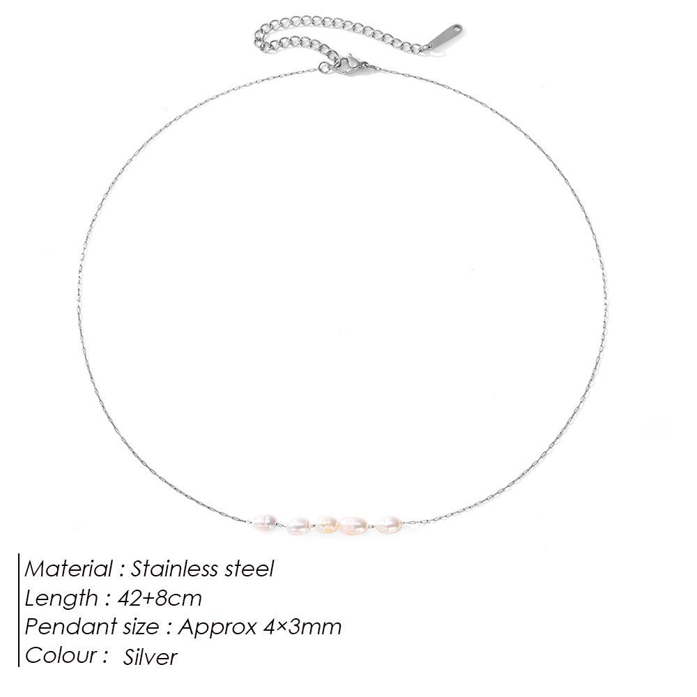 Elegant Freshwater Pearl Necklace with 14K Plated Titanium Steel Clavicle Chain - Versatile Design for Women