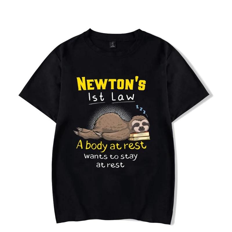

Funny Physics Joke Sloth Print T-shirt for Men Clothes Black Male T-shirts Summer Streetwear Men Unisex Oversized T Shirt Homme M
