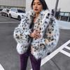 Women's Leopard Print Faux Fur Coat Short Loose Warm Fluffy Outerwear Fashion Winter Jacket
