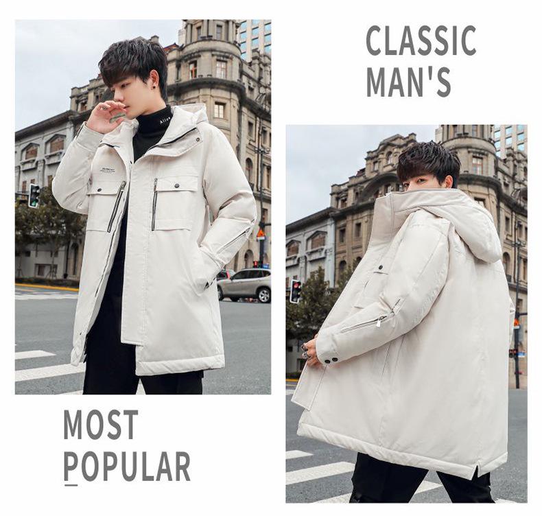 2025 Herren Mittellange Verdickte Warme Daunenjacke für Schüler und Oberstufenschüler