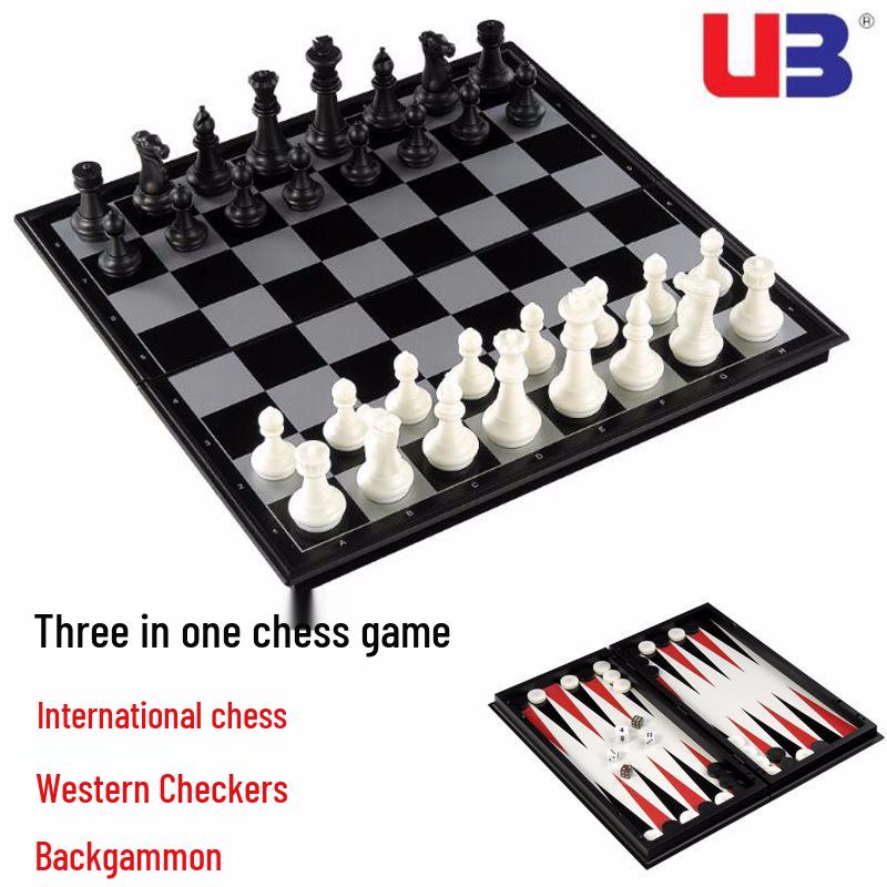 UB AIA Magnetic 3-in-1 Chess/Checkers/Backgammon Large Set