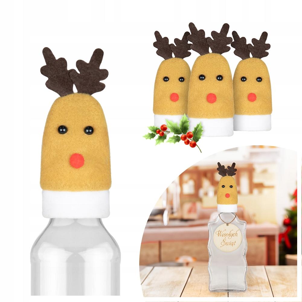 5x REINDEER cap for a bottle of liqueur, cutlery CHRISTMAS TABLE DECORATION