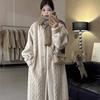 Autumn and winter thickened long large size knee imitation mink cardigan fur coat twist imitation mink plush jacket