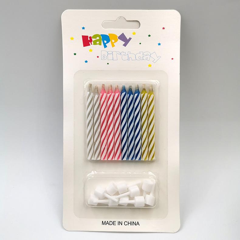 Multi-Color Spiral Stick Birthday Candles Set 12-Piece Paraffin Wax Unscented Handmade GG Brand Metallic Flower Tapered Pattern