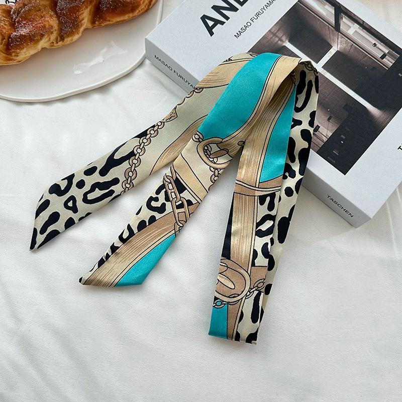 

Long silk scarf, high-end neck scarf, new multi-functional silk scarf, bag wrapping, headscarf, headband, tied hair belt.